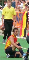 Der Berliner Mike Gerwig - hier im Einsatz beim Spiel um den dritten Platz zwischen Belgien und Spanien.